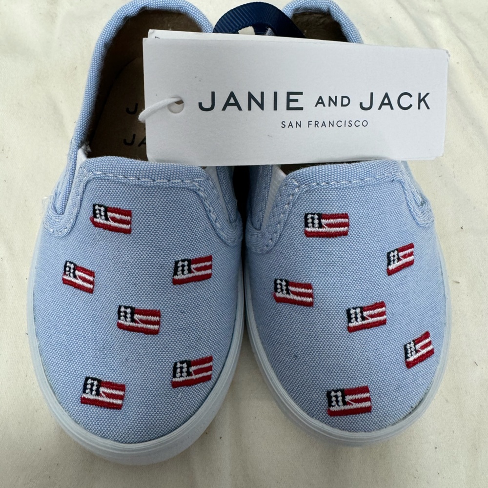 NWT Janie and jack embroidered flag slip on sneaker